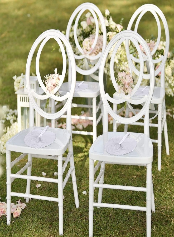 Aodaer 120 Pack White Paper Fans with Plastic Handles Round Folding Fans Handheld Fans for Party Favors Wedding - Image 4
